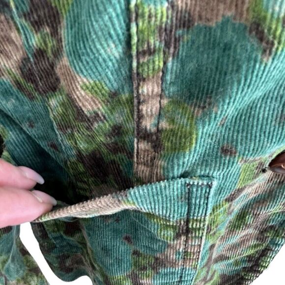 VTG Liz Claiborne Green/Brown Floral Printed Elbow Patch Corduroy Jacket Small - Picture 10 of 13